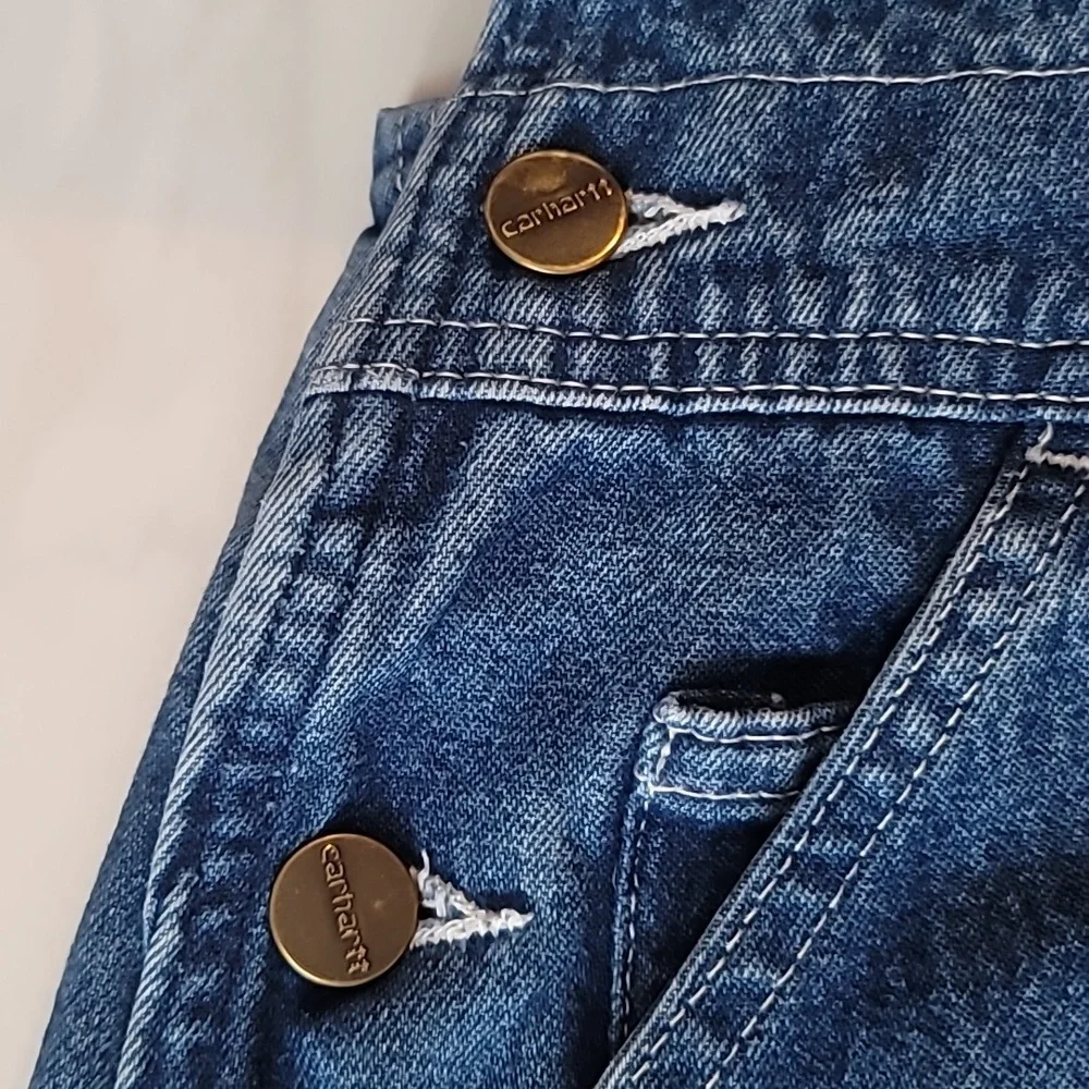 carhartt Men Vintage Workwear Overalls Loose Fit Carpenter Blue Jean 42x32 EUC - Picture 4 of 16